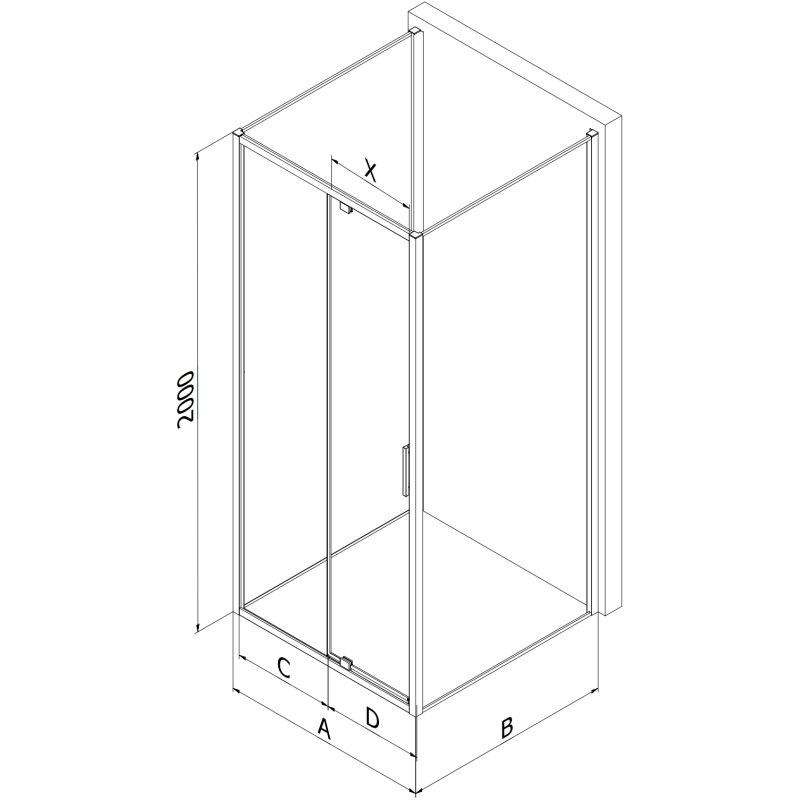 Mexen Exo-3S cabine de douche 3 parois battante 95 x 80 cm, transparent, or - 819-095-080-50-00-3S