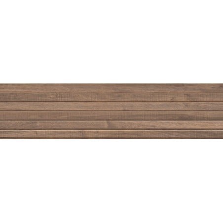 Mexen Mulberry Wood Grès émaillé marron rectifié G1, carreau mural aspect bois 120 x 30 cm, mat - TL703-120-030-50