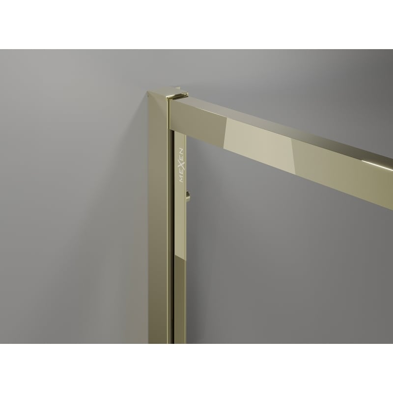 Mexen Exo-R 3S cabine de douche 3-parois pivotante 140 x 85 cm, transparente, dorée - 819-140-085-50-00-3S