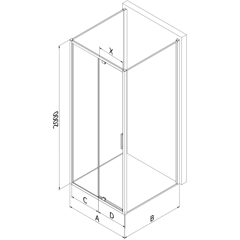 Mexen Exo-R 3S cabine de douche 3 parois pivotante 155 x 95 cm, transparent, or - 819-155-095-50-00-3S