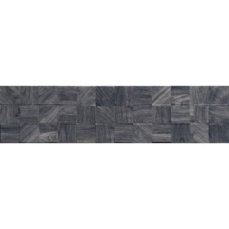 Mexen Riga Lyon Black grès émaillé rectifié G1, carreau mural effet bois 120 x 30 cm, mat - TL713-120-030-50
