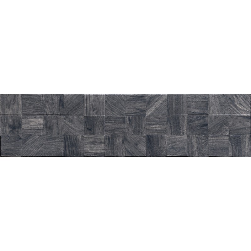 Mexen Riga Lyon Black grès émaillé rectifié G1, carreau mural effet bois 120 x 30 cm, mat - TL713-120-030-50