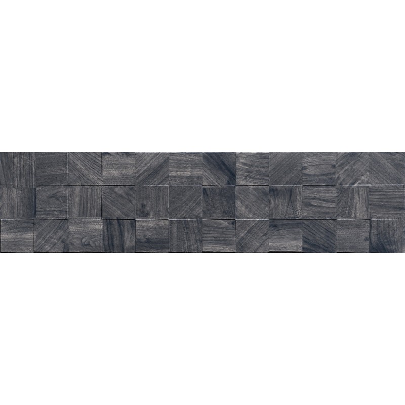 Mexen Riga Lyon Black grès émaillé rectifié G1, carreau mural effet bois 120 x 30 cm, mat - TL713-120-030-50