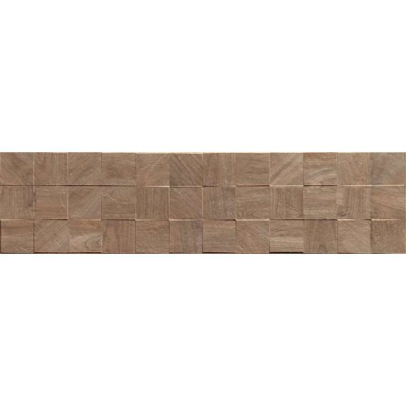 Mexen Riga Lyon Brown grès émaillé rectifié G1, carreau mural aspect bois 120 x 30 cm, mat - TL713-120-030-51