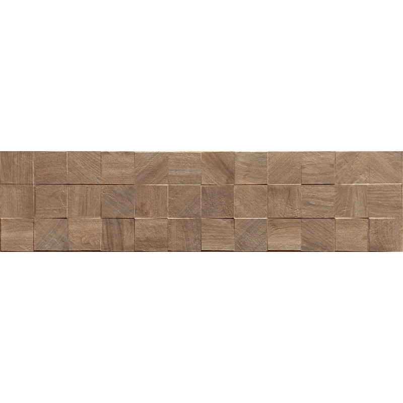 Mexen Riga Lyon Brown grès émaillé rectifié G1, carreau mural aspect bois 120 x 30 cm, mat - TL713-120-030-51