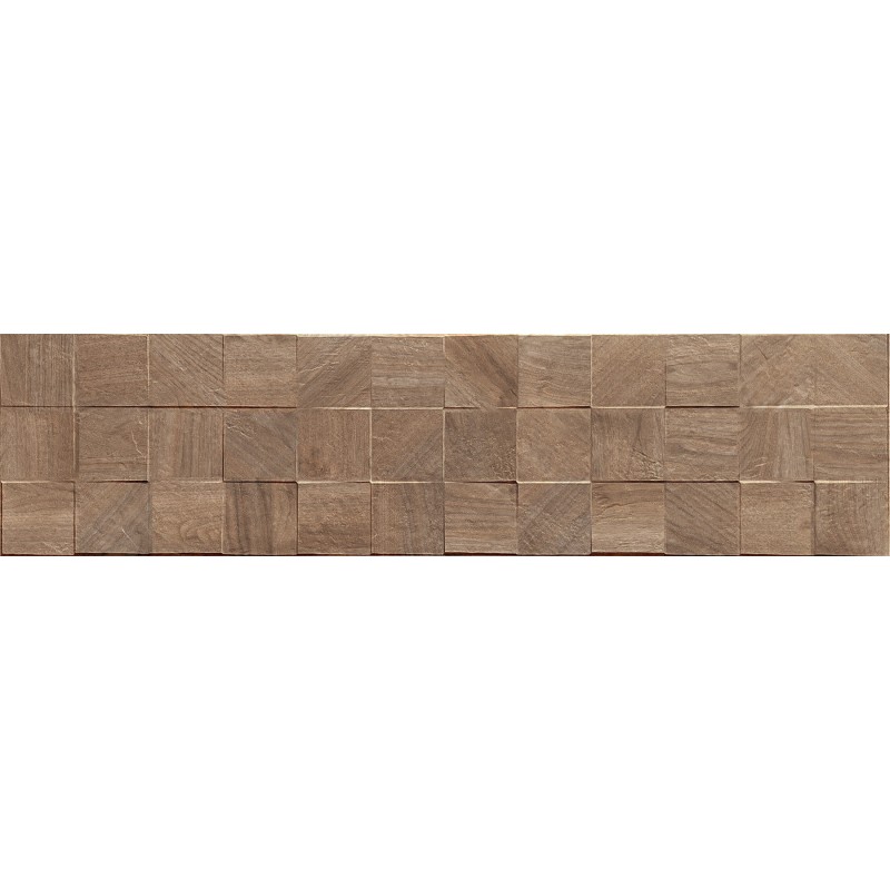 Mexen Riga Lyon Brown grès émaillé rectifié G1, carreau mural effet bois 120 x 30 cm, mat - TL713-120-030-51