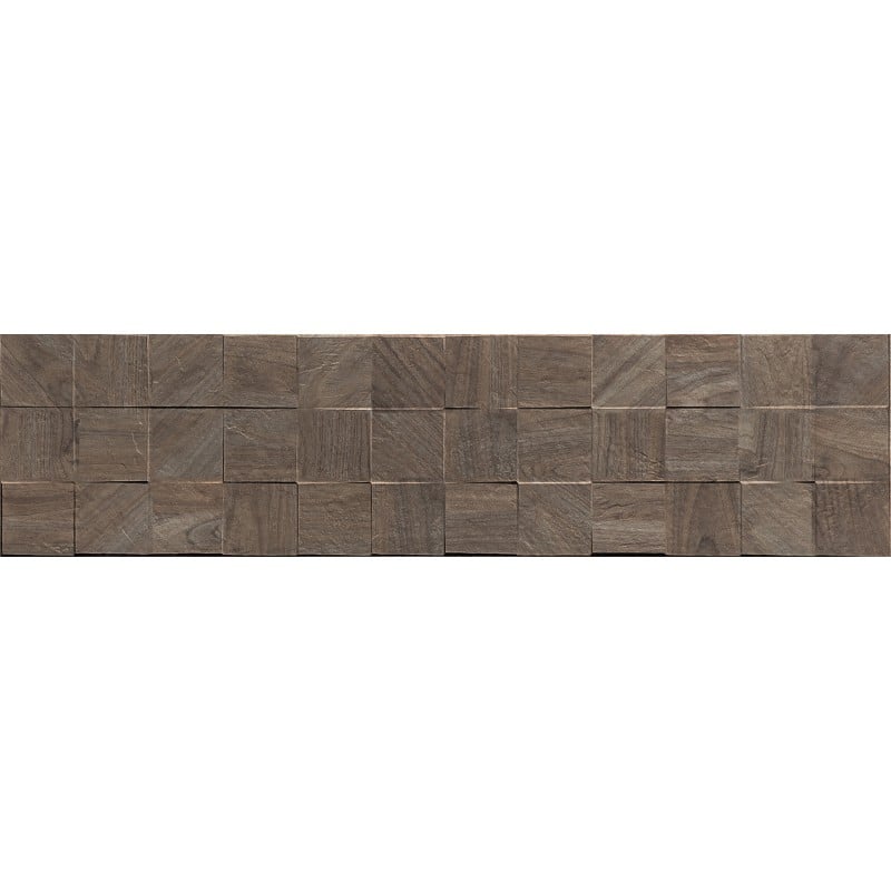 Mexen Riga Lyon Choco carrelage émaillé rect. G1, carreau mural effet bois 120 x 30 cm, mat - TL713-120-030-52