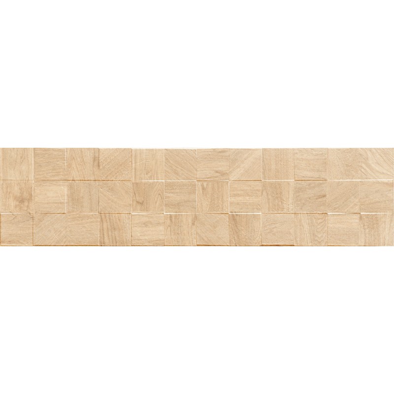 Mexen Riga Lyon Crema grès émaillé rectifié G1, carreau mural effet bois 120 x 30 cm, mat - TL713-120-030-53