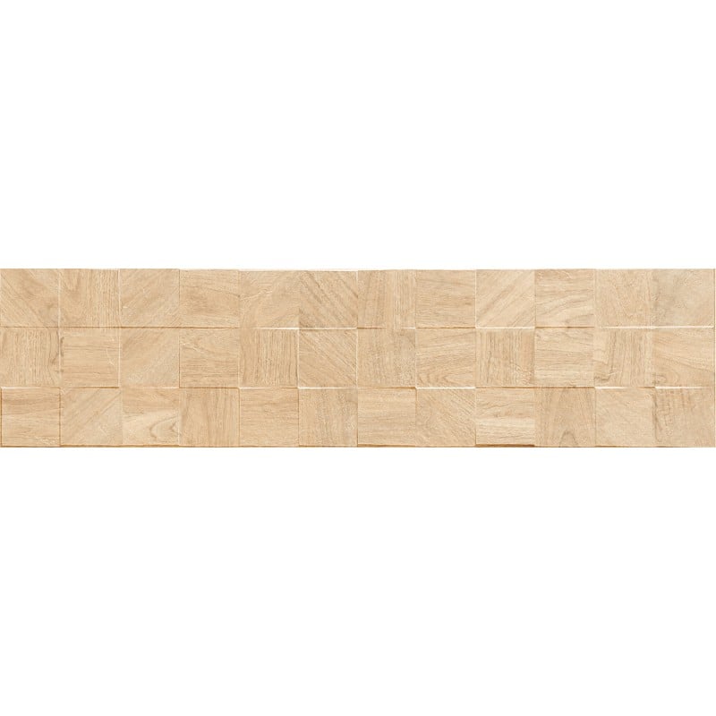 Mexen Riga Lyon Crema grès émaillé rectifié G1, carreau mural effet bois 120 x 30 cm, mat - TL713-120-030-53