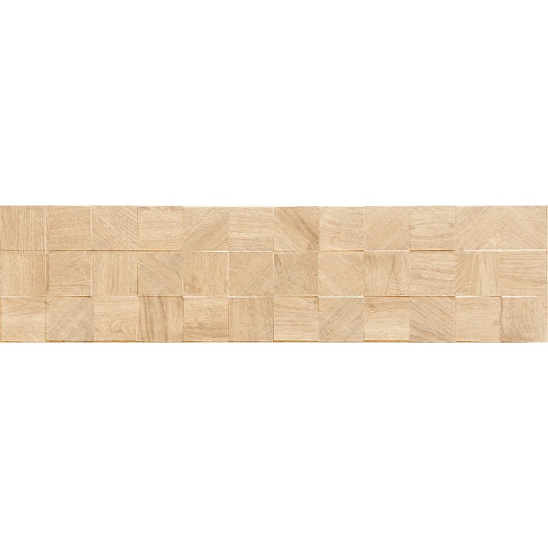 Mexen Riga Lyon Crema grès émaillé rectifié G1, carreau mural effet bois 120 x 30 cm, mat - TL713-120-030-53