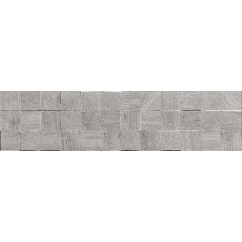 Mexen Riga Lyon Grey grès émaillé rectifié G1, carreau mural effet bois 120 x 30 cm, mat - TL713-120-030-54