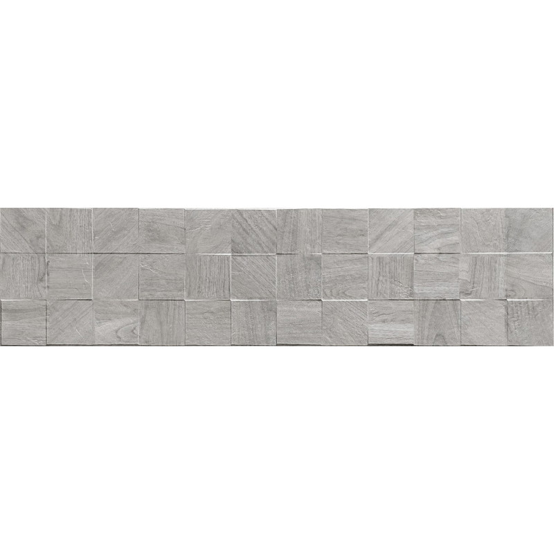 Mexen Riga Lyon Grey grès émaillé rectifié G1, carreau mural effet bois 120 x 30 cm, mat - TL713-120-030-54