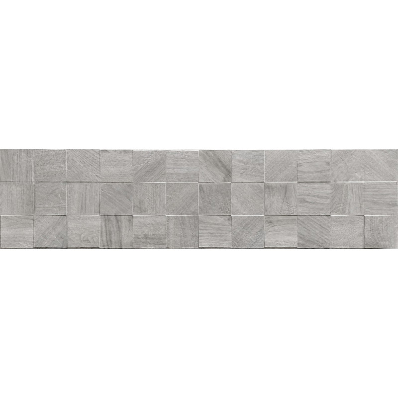 Mexen Riga Lyon Grey grès émaillé rectifié G1, carreau mural effet bois 120 x 30 cm, mat - TL713-120-030-54