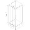 Mexen Exo-R 3S Cabine de douche à 3 parois, portes battantes, 150 x 90 cm, transparent, noir - 819-150-090-70-00-3S