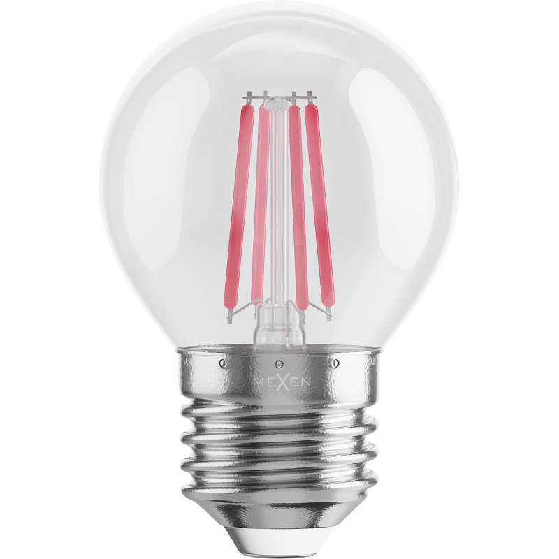 Mexen Vintis Ampoule filament LED E27, G45, 4W, 55 lm, rouge - L156-E27-04XX-45
