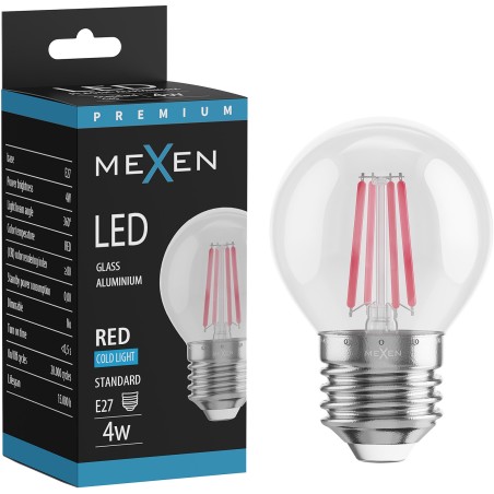 Mexen Vintis Ampoule filament LED E27, G45, 4W, 55 lm, rouge - L156-E27-04XX-45