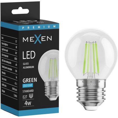 Mexen Vintis Ampoule filament LED E27, G45, 4W, 55 lm, vert - L156-E27-04XX-46