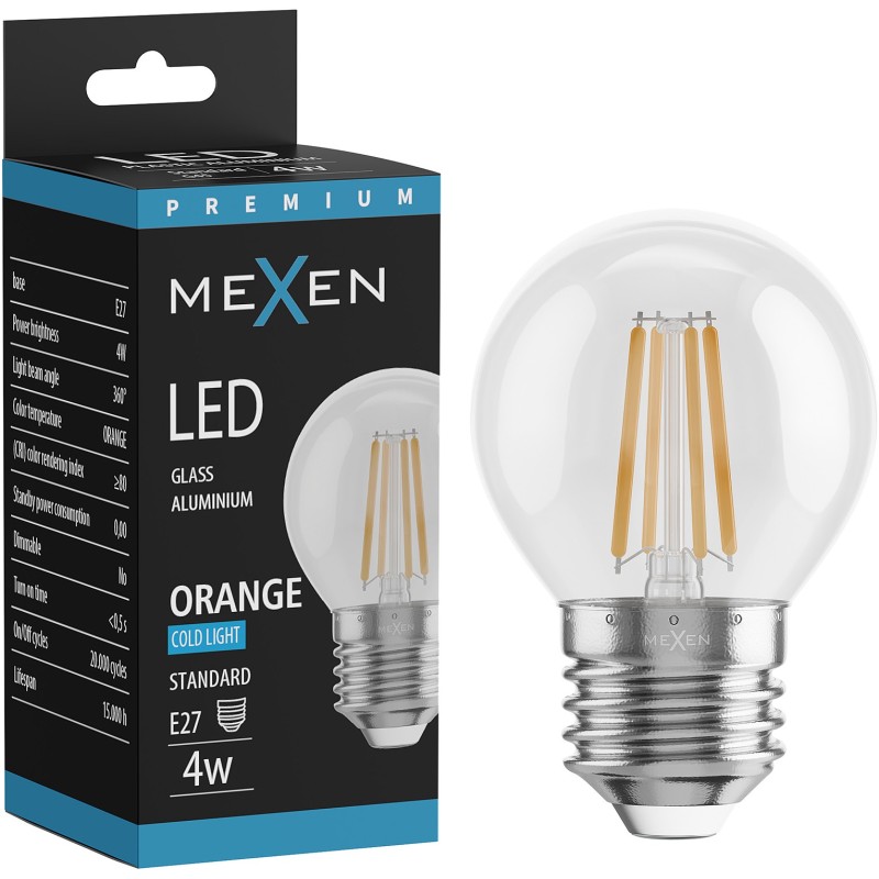 Mexen Vintis Ampoule LED filament E27, G45, 4W, 55 lm, orange - L156-E27-04XX-48