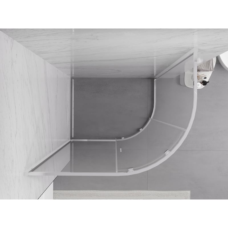 Mexen Exo cabine de douche asymétrique semi-circulaire coulissante 120 x 80 cm, transparent, chrome - 8131-120-080-01-00