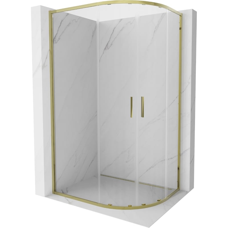 Mexen Exo cabine de douche coulissante semi-circulaire 120 x 80 cm, transparente, dorée - 8132-120-080-50-00