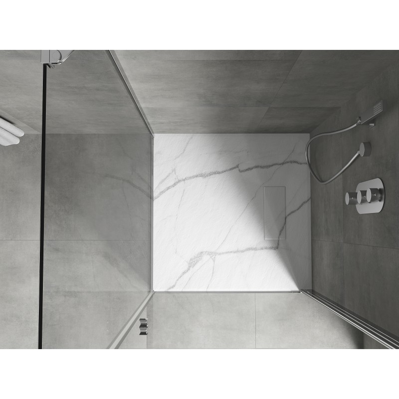 Mexen Hugo receveur de douche carré SMC 70 x 70 cm, pierre blanche - 42157070