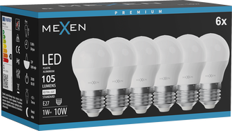 Mexen Nova 6x Ampoule LED E27, G45, 1W, Neutre - 4000K, 105 lm - L101-E27-0140-01x06