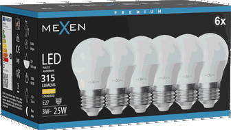 Mexen Nova 6x Ampoule LED E27, G45, 3W, Chaude - 3000K, 315 lm - L101-E27-0330-01x06