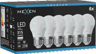 Mexen Nova 6x Ampoule LED E27, G45, 3W, Neutre - 4000K, 315 lm - L101-E27-0340-01x06