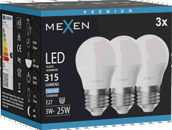 Mexen Nova 3x ampoule LED E27, G45, 3W, Froid - 6500K, 315 lm - L101-E27-0365-01x03