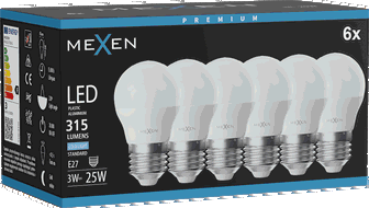 Mexen Nova 6x Ampoule LED E27, G45, 3W, Froid - 6500K, 315 lm - L101-E27-0365-01x06