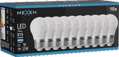 Mexen Nova 10x Ampoule LED E27, G45, 3W, Froid - 6500K, 315 lm - L101-E27-0365-01x10