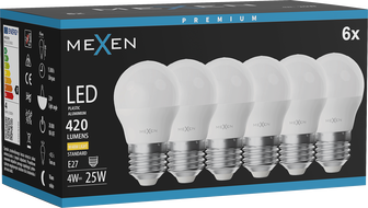 Mexen Nova 6x Ampoule LED E27, G45, 4W, Chaude - 3000K, 420 lm - L101-E27-0430-01x06