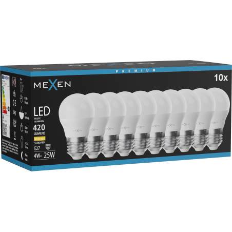 Mexen Nova 10x Ampoule LED E27, G45, 4W, Chaude - 3000K, 420 lm - L101-E27-0430-01x10