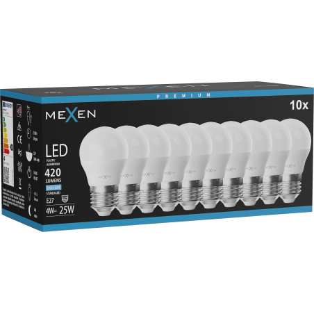 Mexen Nova 10x Ampoule LED E27, G45, 4W, Froide - 6500K, 420 lm - L101-E27-0465-01x10