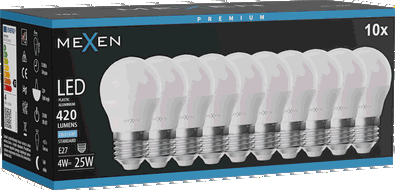 Mexen Nova 10x Ampoule LED E27, G45, 4W, Froide - 6500K, 420 lm - L101-E27-0465-01x10