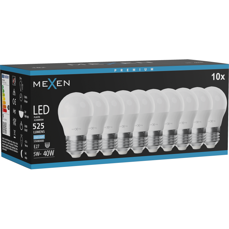 Mexen Nova 10x Ampoule LED E27, G45, 5W, Froide - 6500K, 525 lm - L101-E27-0565-01x10