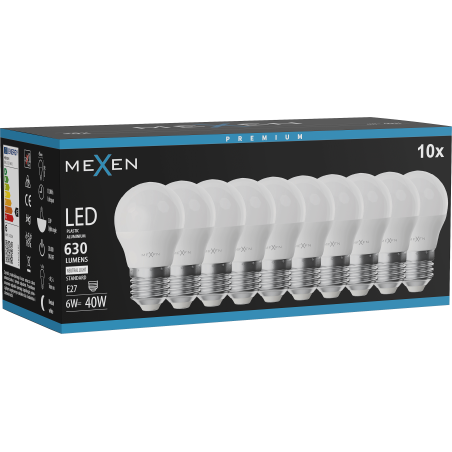 Mexen Nova 10x Ampoule LED E27, G45, 6W, Neutre - 4000K, 630 lm - L101-E27-0640-01x10