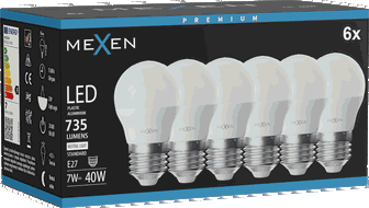 Mexen Nova 6x Ampoule LED E27, G45, 7W, Neutre - 4000K, 735 lm - L101-E27-0740-01x06