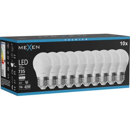 Mexen Nova 10x Ampoule LED E27, G45, 7W, Neutre - 4000K, 735 lm - L101-E27-0740-01x10
