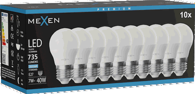 Mexen Nova 10x Ampoule LED E27, G45, 7W, Froid - 6500K, 735 lm - L101-E27-0765-01x10