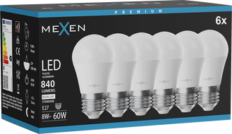 Mexen Nova 6x Ampoule LED E27, G45, 8W, Neutre - 4000K, 840 lm - L101-E27-0840-01x06
