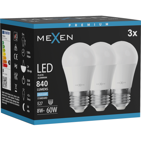 Mexen Nova 3x Ampoule LED E27, G45, 8W, Froide - 6500K, 840 lm - L101-E27-0865-01x03