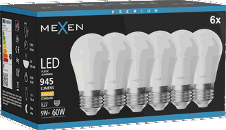 Mexen Nova 6x Ampoule LED E27, G45, 9W, Chaude - 3000K, 945 lm - L101-E27-0930-01x06