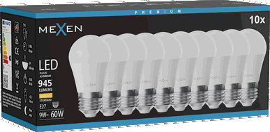 Mexen Nova 10x Ampoule LED E27, G45, 9W, Chaude - 3000K, 945 lm - L101-E27-0930-01x10