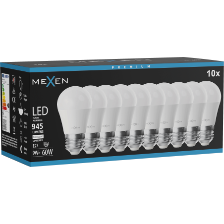 Mexen Nova 10x Ampoule LED E27, G45, 9W, Neutre - 4000K, 945 lm - L101-E27-0940-01x10