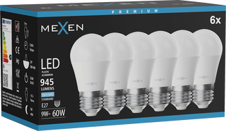 Mexen Nova 6x Ampoule LED E27, G45, 9W, Froid - 6500K, 945 lm - L101-E27-0965-01x06