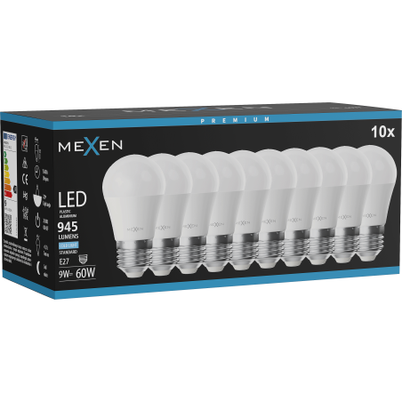 Mexen Nova 10x Ampoule LED E27, G45, 9W, Froid - 6500K, 945 lm - L101-E27-0965-01x10