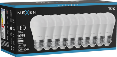 Mexen Nova 10x Ampoule LED E27, G45, 10W, Neutre - 4000K, 1055 lm - L101-E27-1040-01x10