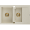 Mexen Gaspar évier en granit à 1,5 cuvette avec égouttoir 737 x 475 mm, Beige, siphon Or - 6507731505-69-G