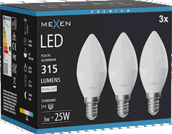 Mexen Nova 3x Ampoule LED E14, C37, 3W, Neutre - 4000K, 315 lm - L102-E14-0340-01x03